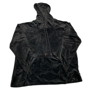 GreenTea Velour Hoodie Womens XL Black Pullover Soft
